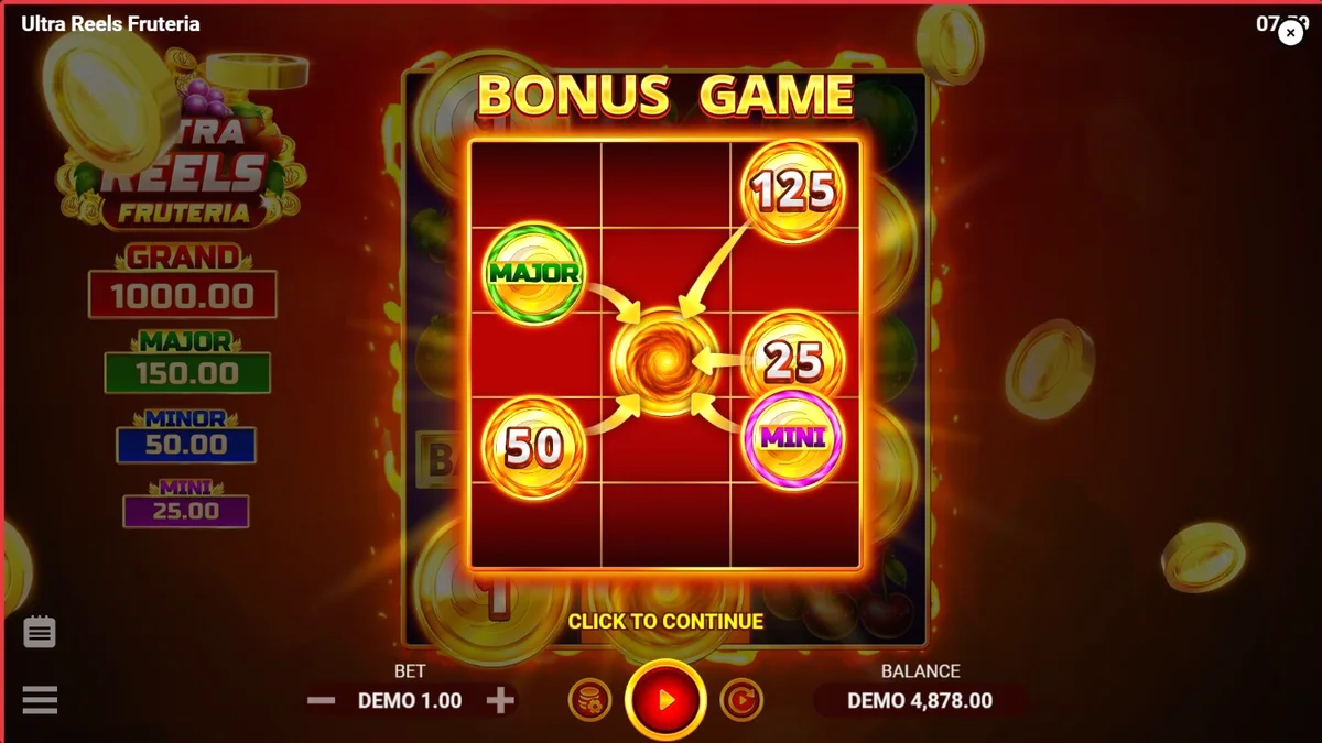 Tampilan visual slot Ultra Reels Fruteria dengan simbol buah-buahan cerah