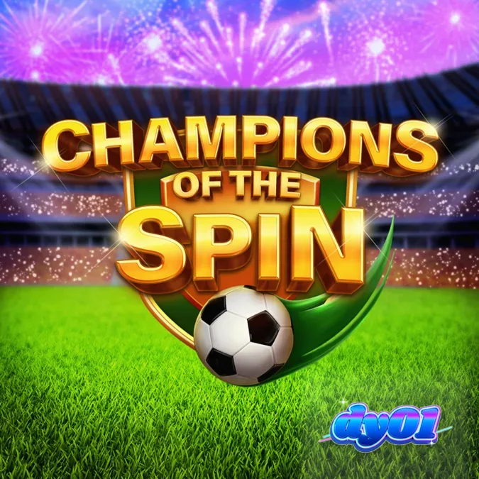 Tampilan visual slot Champions of the Spin dengan latar belakang stadion